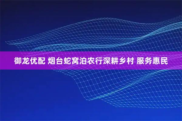 御龙优配 烟台蛇窝泊农行深耕乡村 服务惠民